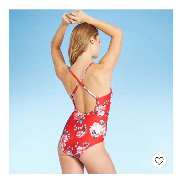NEW Kona Sol - Target floral lace red swimsuit - Picture 2 of 9